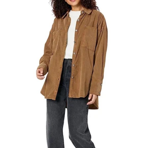 New We The Free x Free People Button Front Baby Corduroy Oversized Top /Jacket - Picture 12 of 15